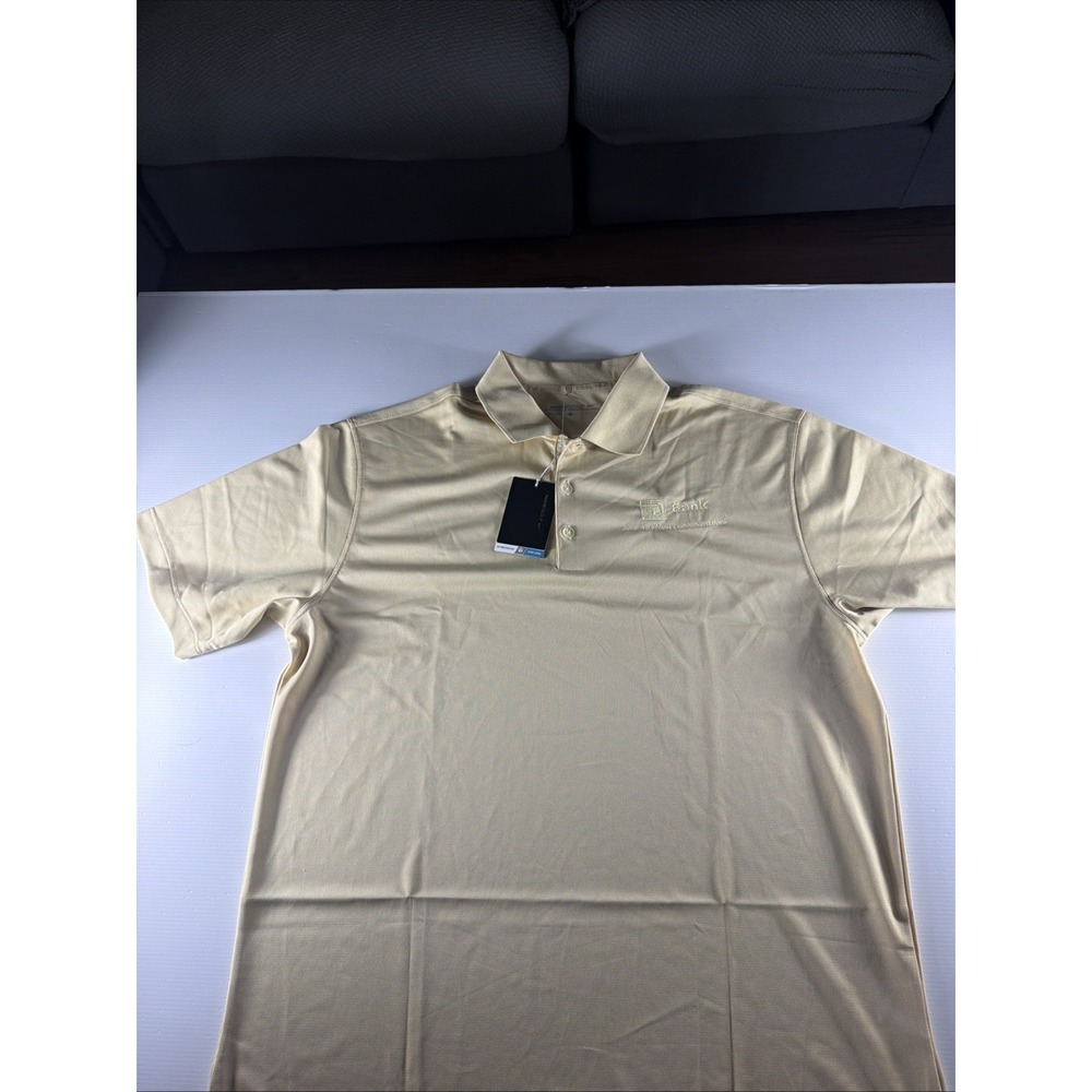 Nike Golf TD Bank Polo Shirt Men's Large Beige Embroidered Logo NWT